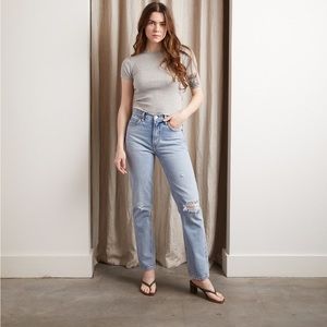 RE/DONE 70s Straight Jean in Destroyed Sunfaded Indigo NWT